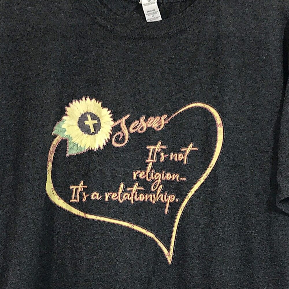 Jesus T-Shirt Graphic Christian Shirt Gray Women M